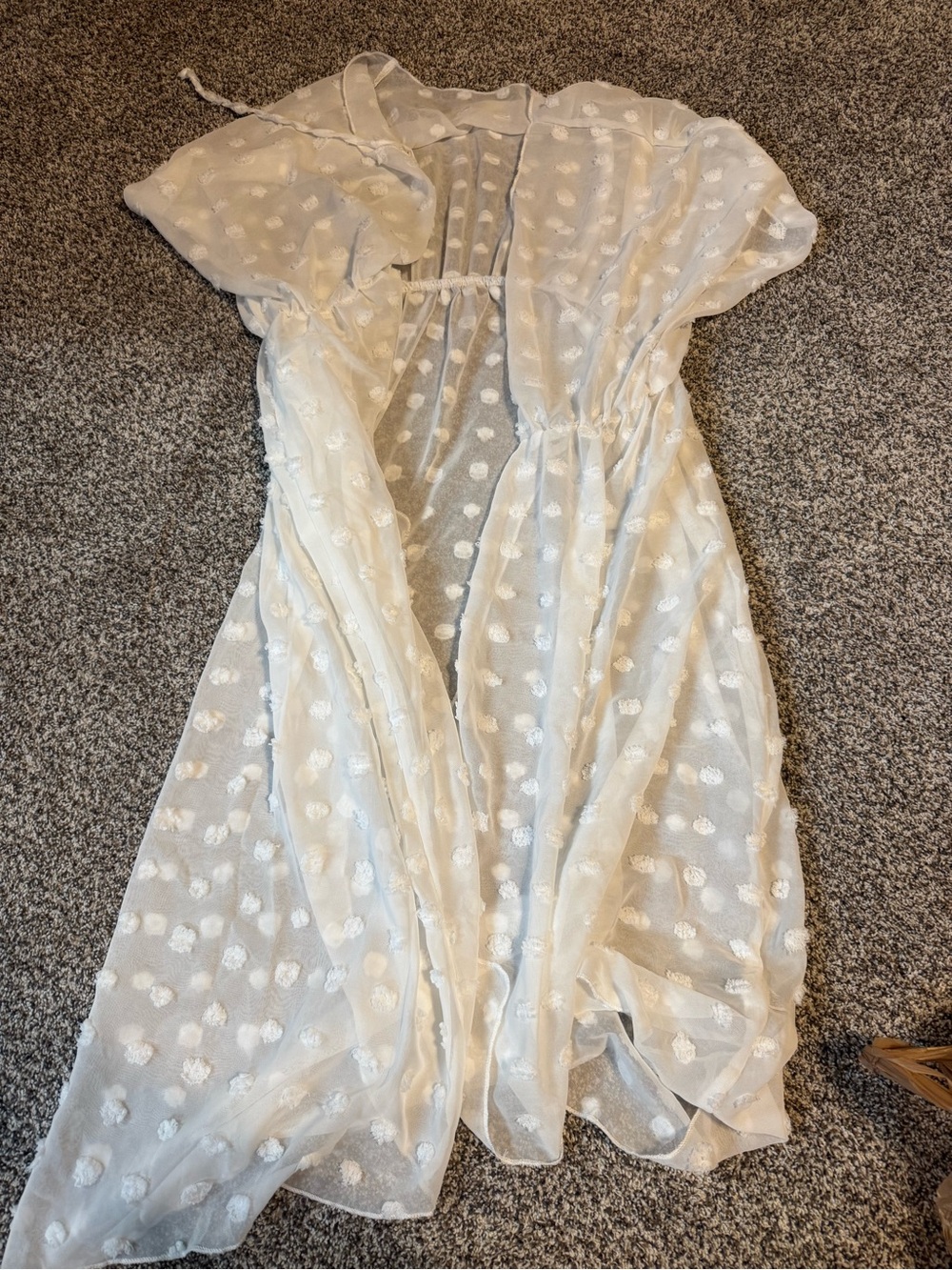 SHEIN Ivory Sheer Polka Dot Swim Coverup